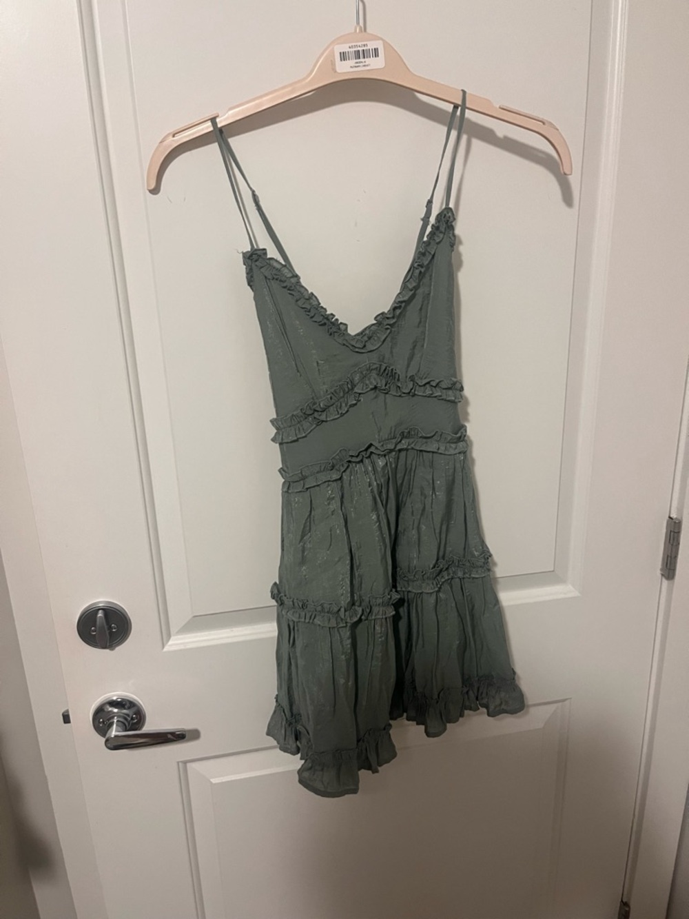 Mi Amore Sage Green Ruffle Tiered Mini Dress